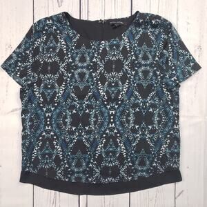 Banana Republic Black & Blue Snake Print Layered Blouse Women's Size Small